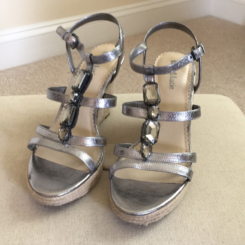 Pewter embellished wedge sandal